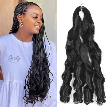 20 Inch Loose Deep Wave Crochet Hair Synthetic Pre Stretched Braiding Hair Spiral Curls For Black Women Hair Bulk